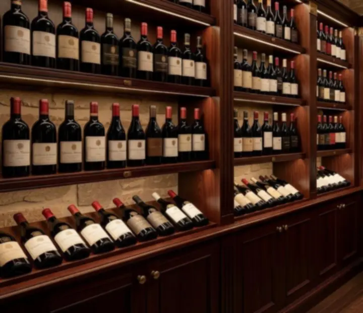 Cave à vins de luxe avec grands crus soigneusement alignés