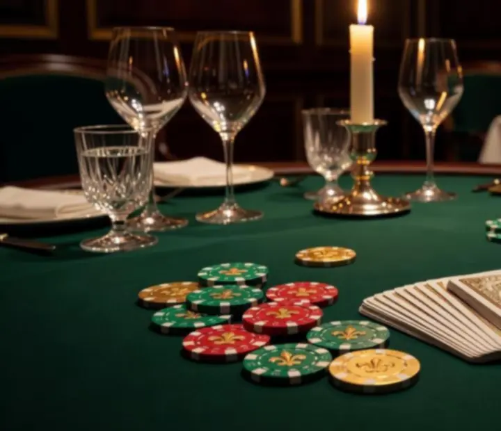 Table de poker élégante dressée dans une salle au décor raffiné