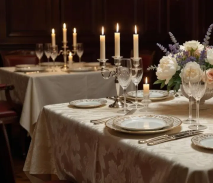 Table gastronomique élégante dans une lumière tamisée