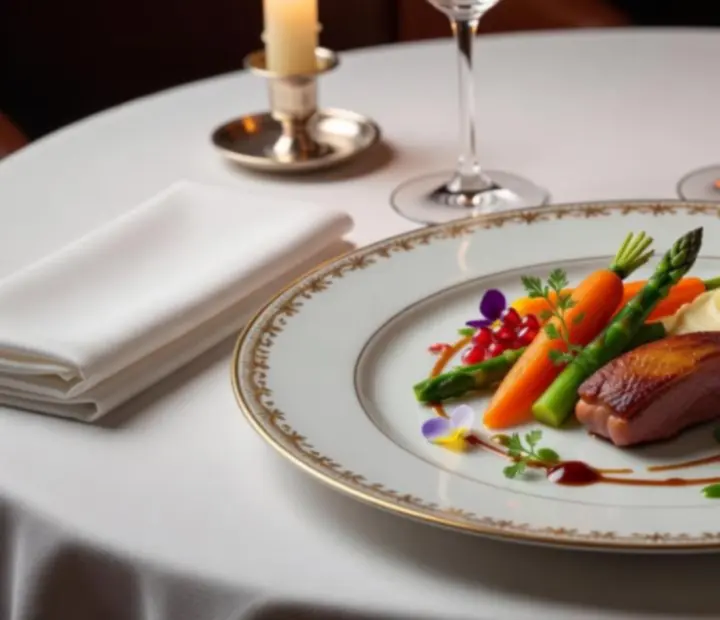 Détail d’un plat gastronomique dressé avec précision